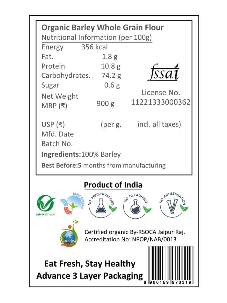 Earthen Story Organic Barley Atta