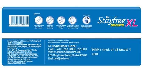 Stayfree Secure Sanitary Pads | XL | 18 pcs