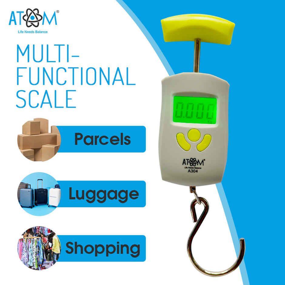 ATOM/Aliston A 304 Digital Hanging Scale With Capacity 50 kg | Stainless Steel Hook For Luggage