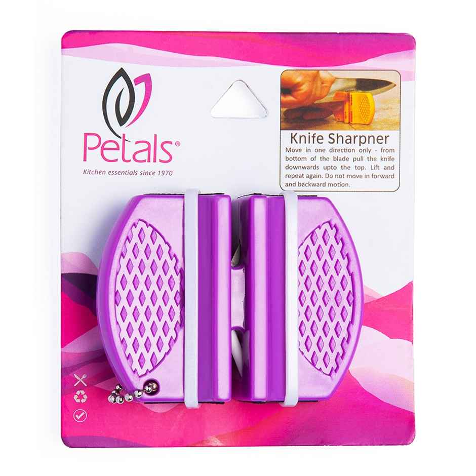 Petals Manual Knife Sharpener | Pocket Size | Comfortable Storage (Colour May Vary)