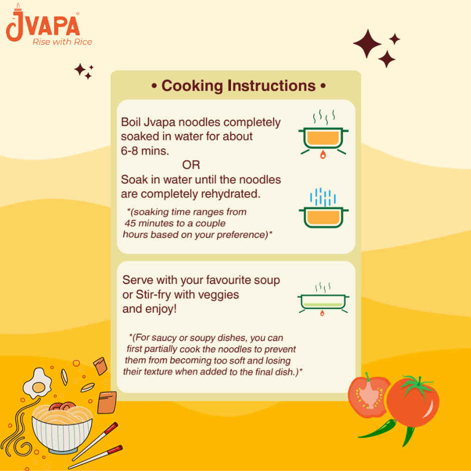 Jvapa Rice Noodles | 100% Rice | Naturally Gluten-Free | Cholesterol Free | No Maida