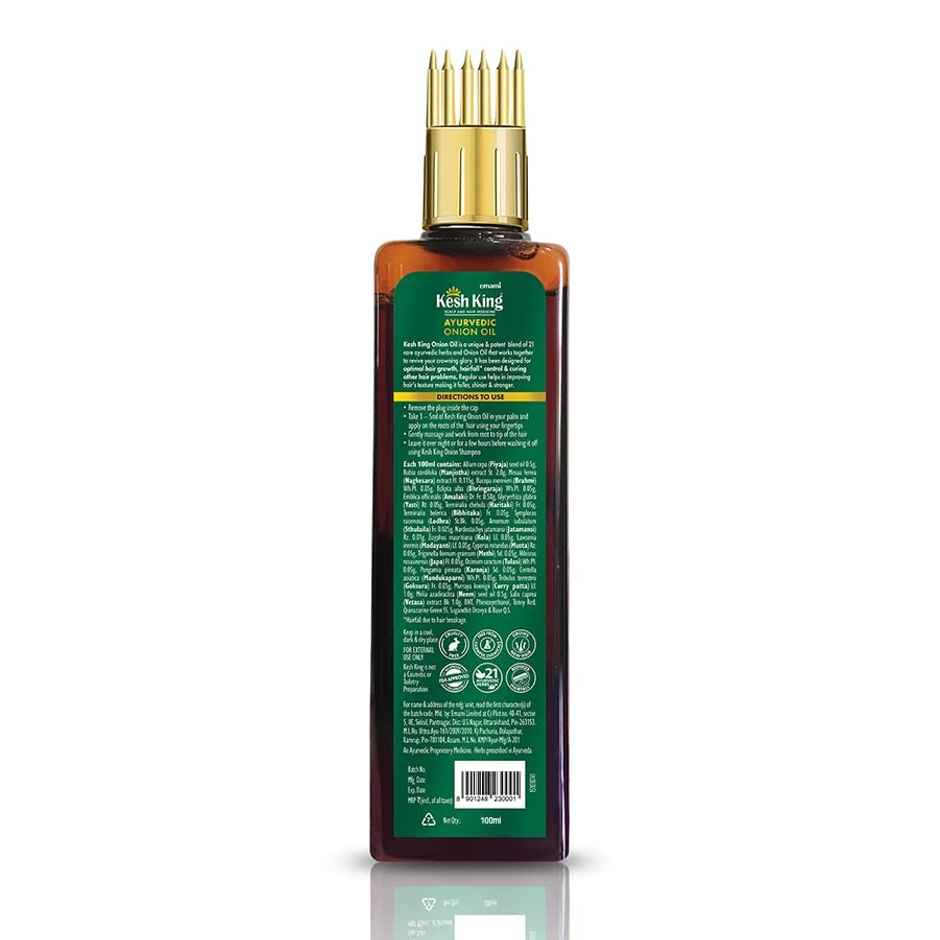 Kesh King Organic Onion Oil With Curry Leaves Up To 98% Less Hairfall