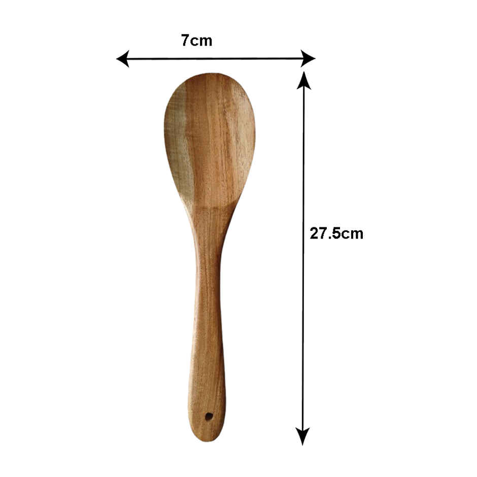 Petals Neem Wood Spatula - Oval Ladle/Serving/Cooking Spoon | 27cm