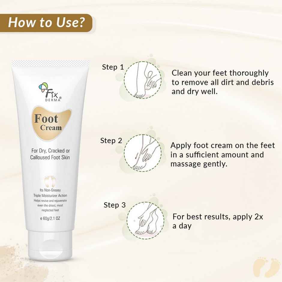 Fixderma 5% Lactic Acid 15% Urea 3% Glycerine Foot Cream For Dry & Cracked Feet Moisturizes