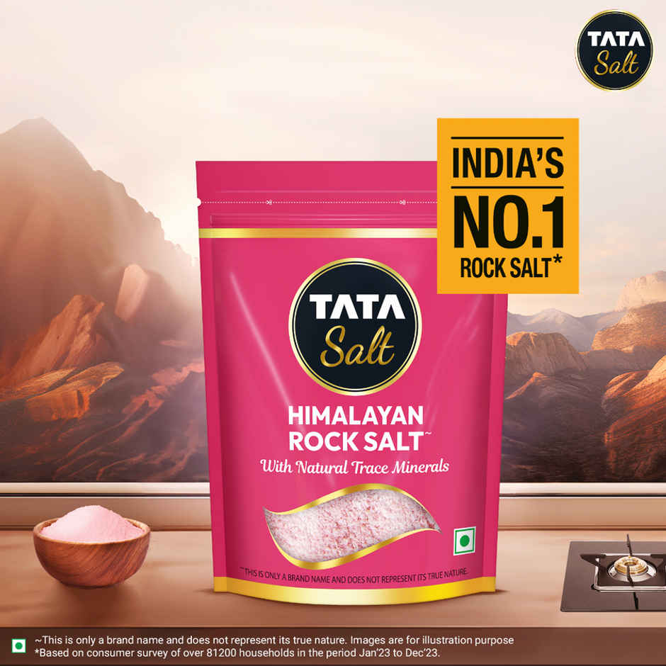 Tata Himalayan Rock Pink Salt Pouch, Premium Sendha Namak, With Natural Trace Minerals, Low Sodium, Crystal Salt