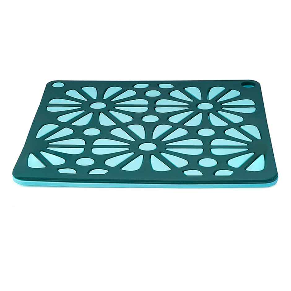 Petals 15 Cm Sqaure Non Slip Silicone Coaster Table Organiser Stand | 2pcs Set