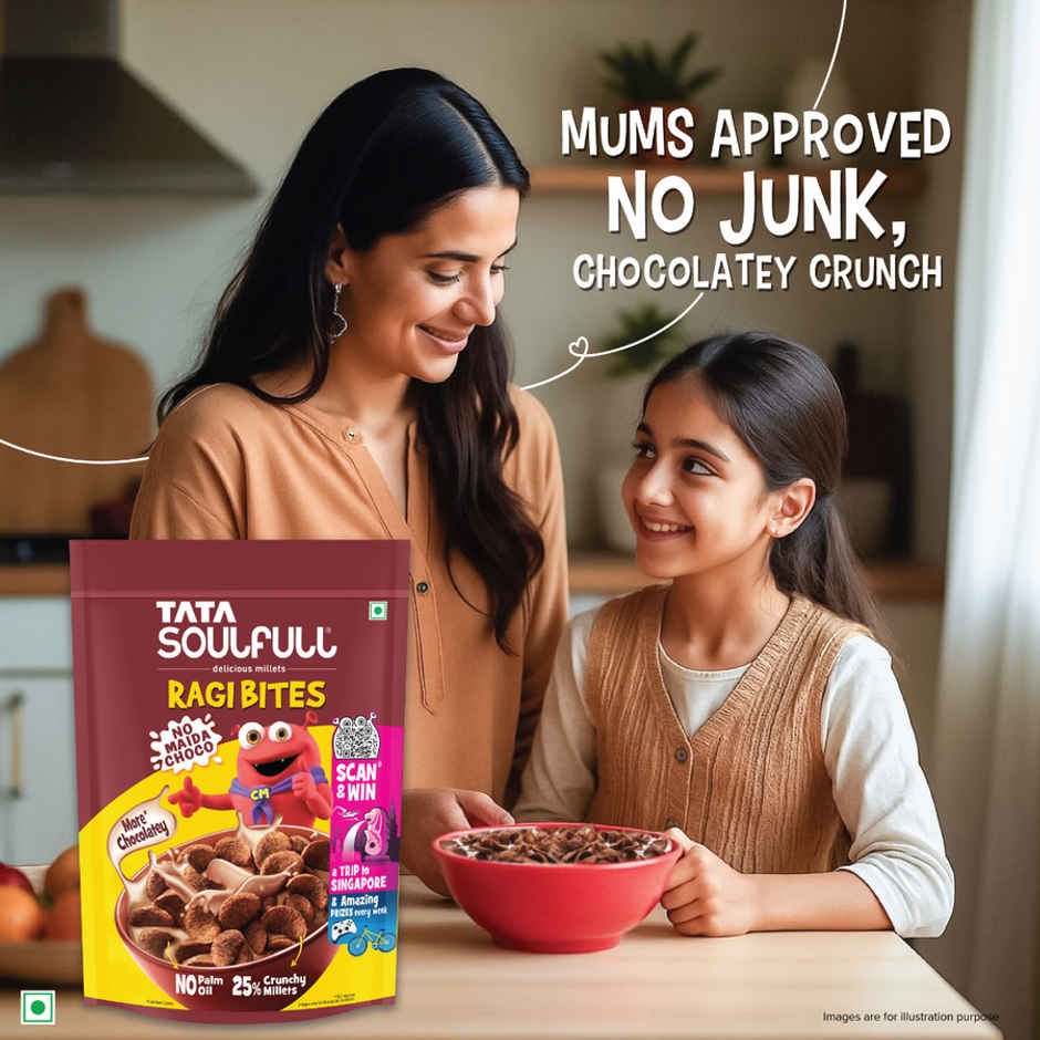 Tata Soulfull Ragi Bites No Maida Choco, Yummy Chocolatey, 7 Grains, Breakfast Cereals