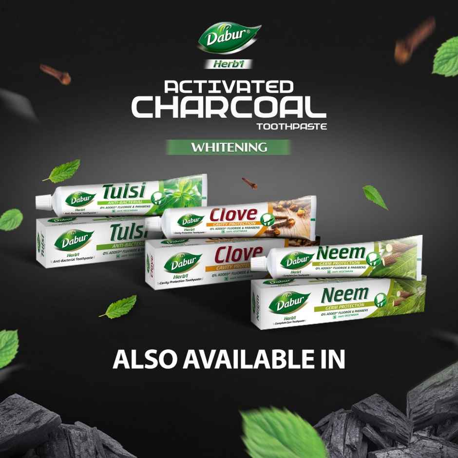 Dabur Herb’L Activated Charcoal Toothpaste With Mint For Whitening (Black Gel Paste)