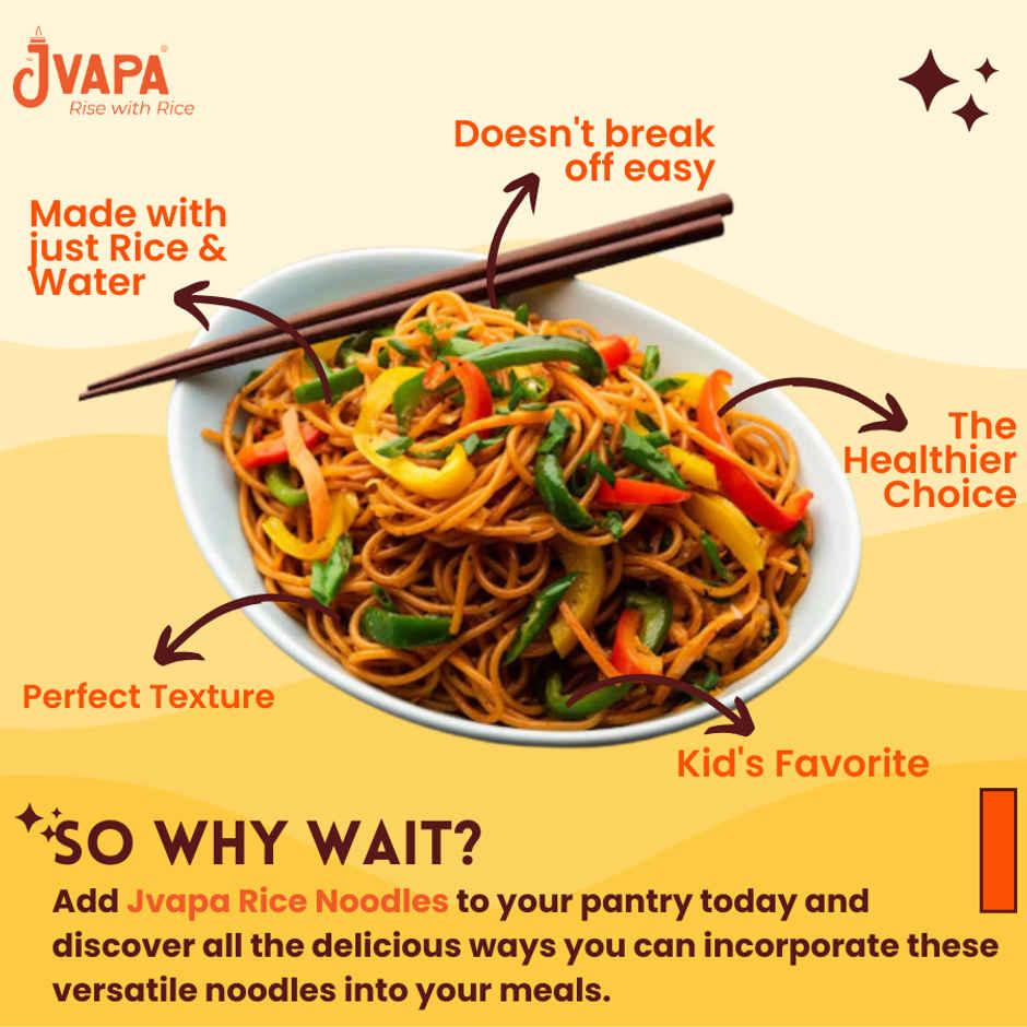 Jvapa Rice Noodles | 100% Rice | Naturally Gluten-Free | Cholesterol Free | No Maida