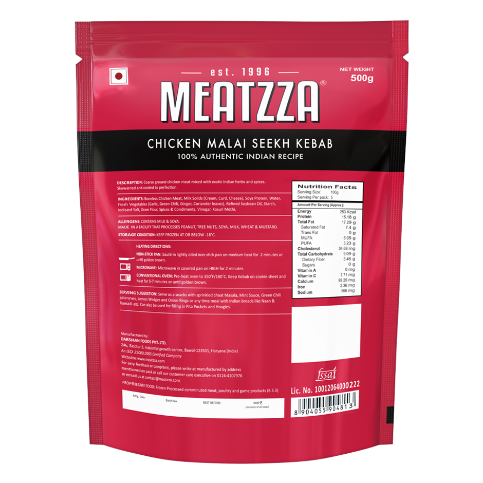 Meatzza Chicken Malai Seekh Kabab