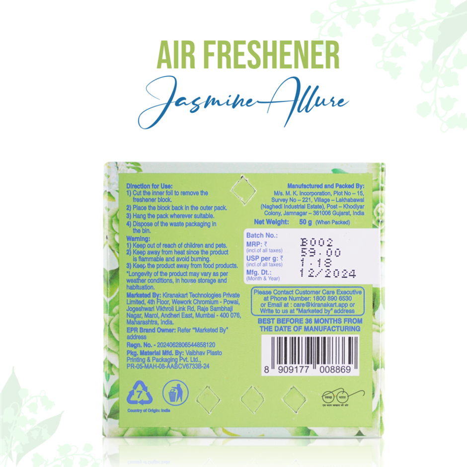BAY6 Bathroom Air Freshener Blocks - Jasmine - Long Lasting Fragrance