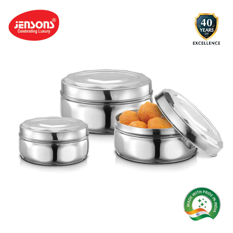 Jensons Ss 3 Pcs Diamond Storage With Steel Lid