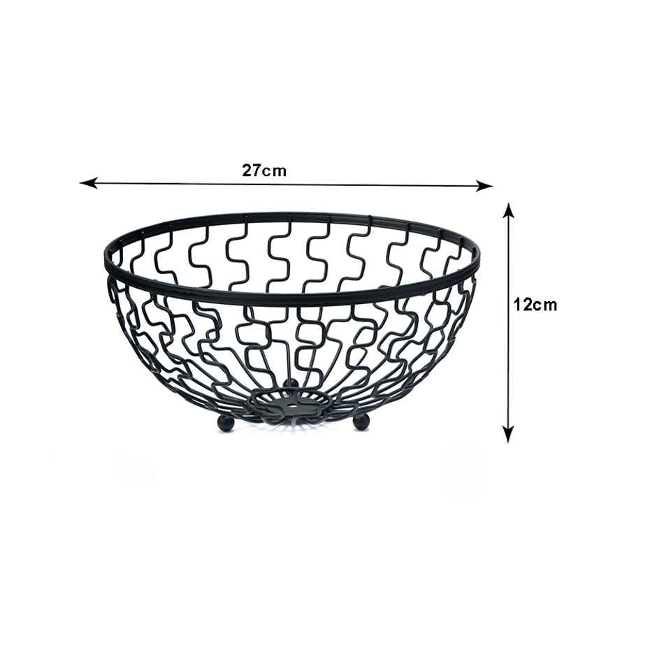 Petals Charcoal Wire Fruit Basket Stand | 27x27x12 Cm