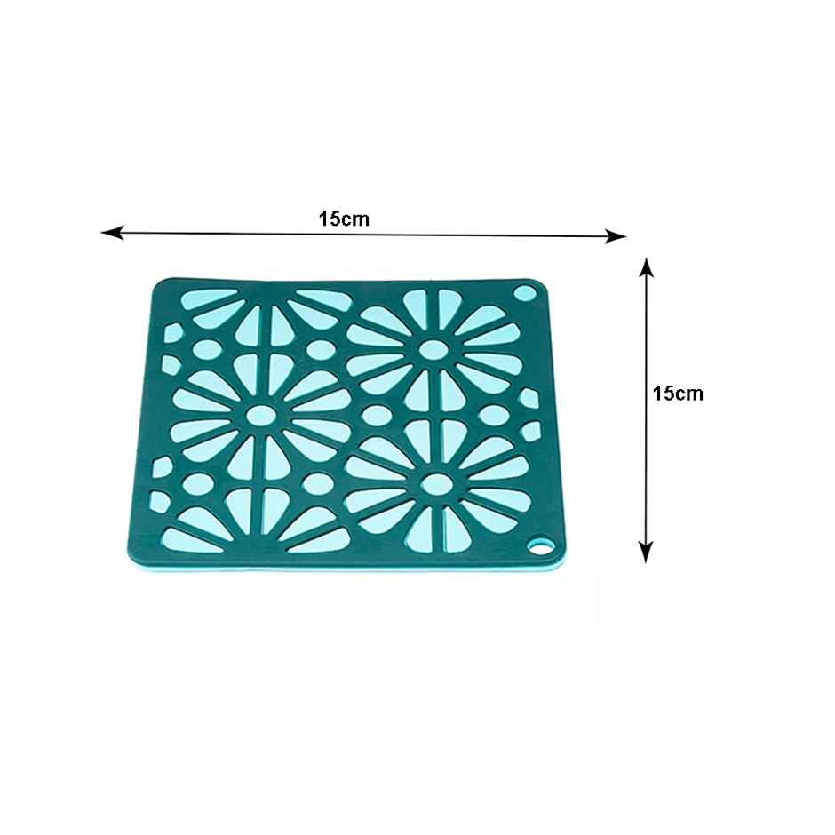 Petals 15 Cm Sqaure Non Slip Silicone Coaster Table Organiser Stand | 2pcs Set