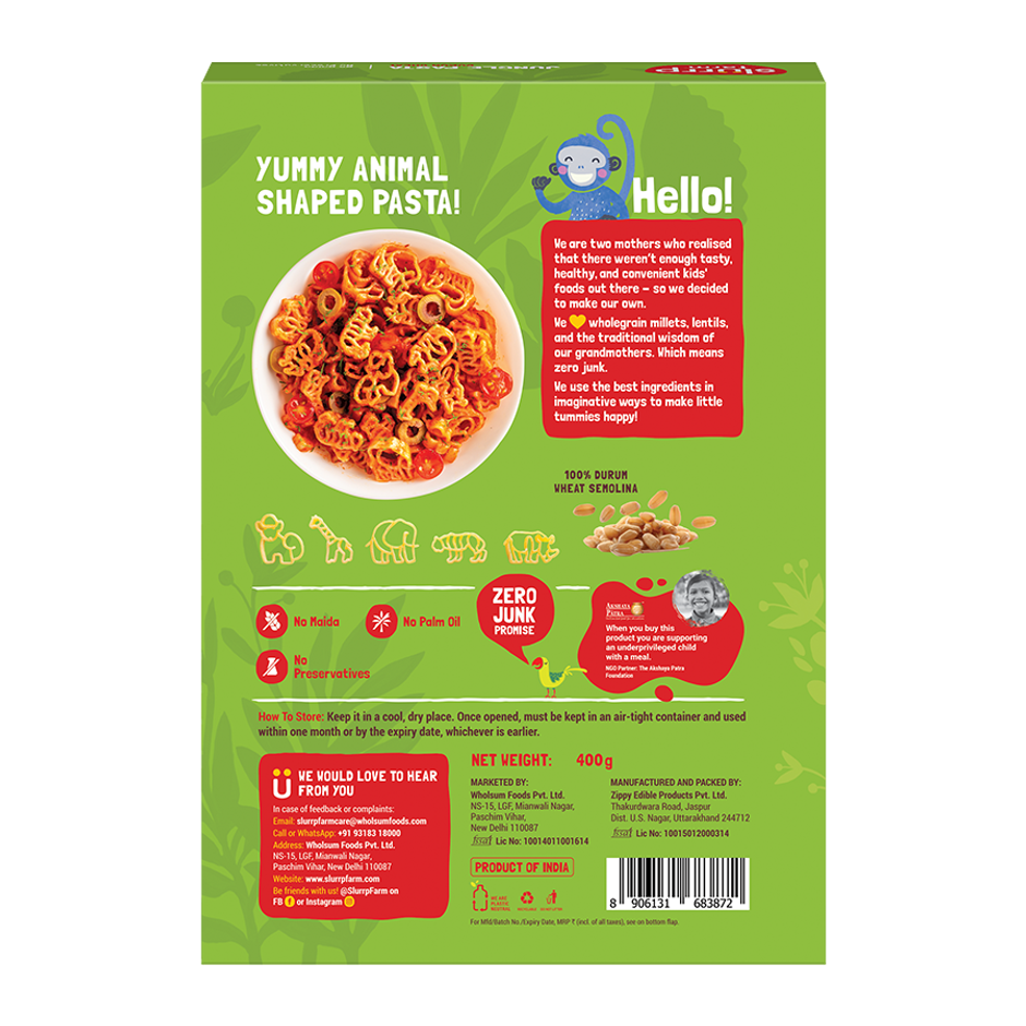 Slurrp Farm Jungle Pasta - Durum Wheat No Preservatives No Maida