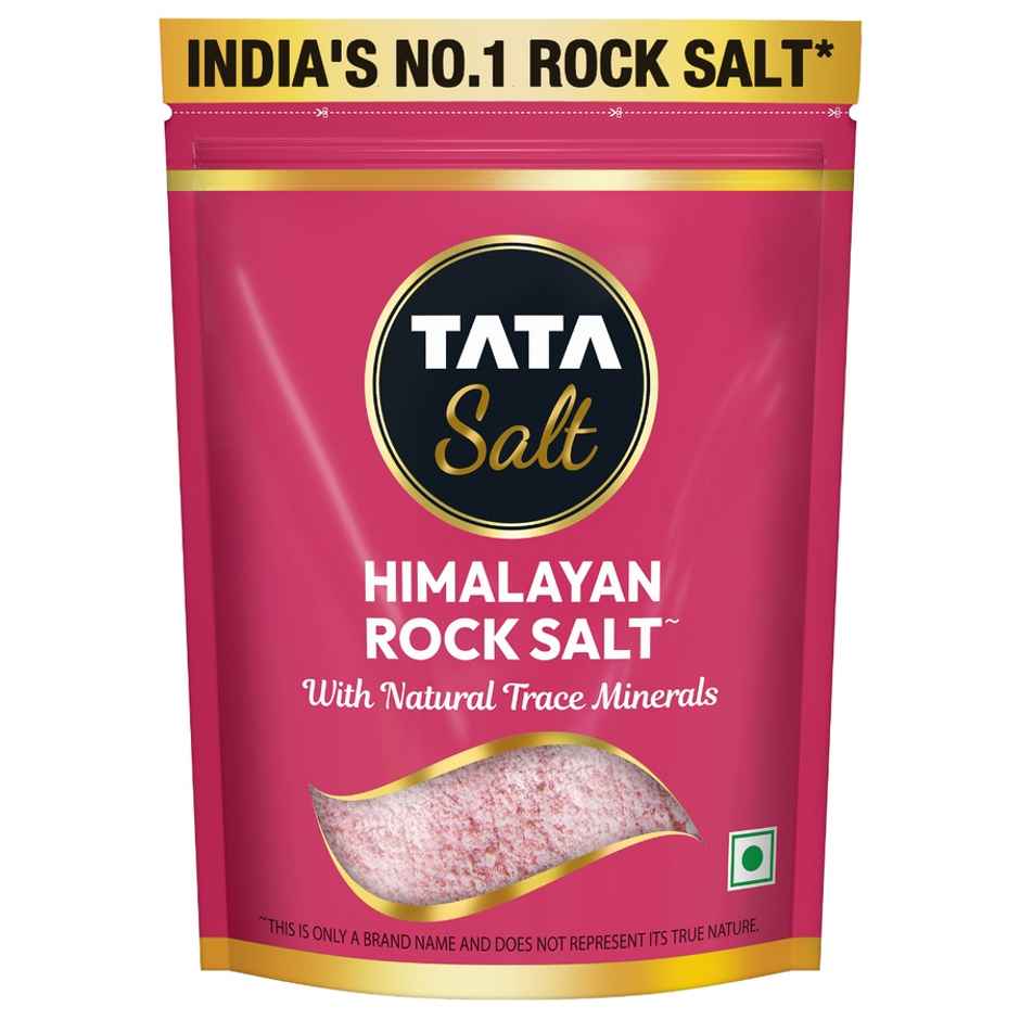 Tata Himalayan Rock Pink Salt Pouch, Premium Sendha Namak, With Natural Trace Minerals, Low Sodium, Crystal Salt