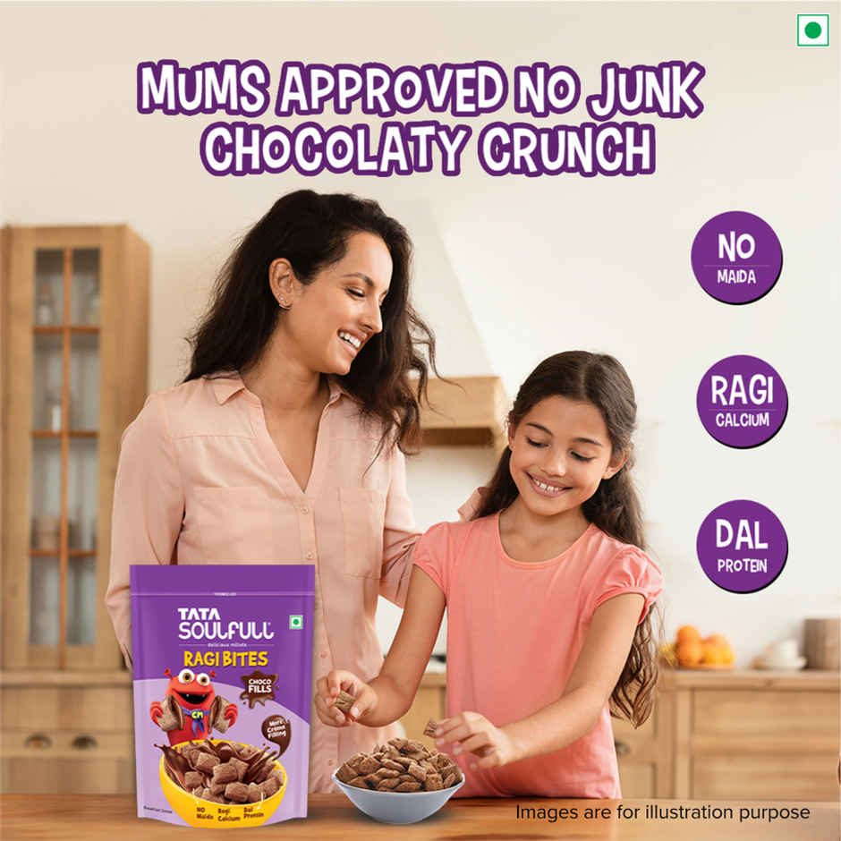 Tata Soulfull Ragi Bites Choco Fills, No Maida, More Cream Filling, Kids Cereal