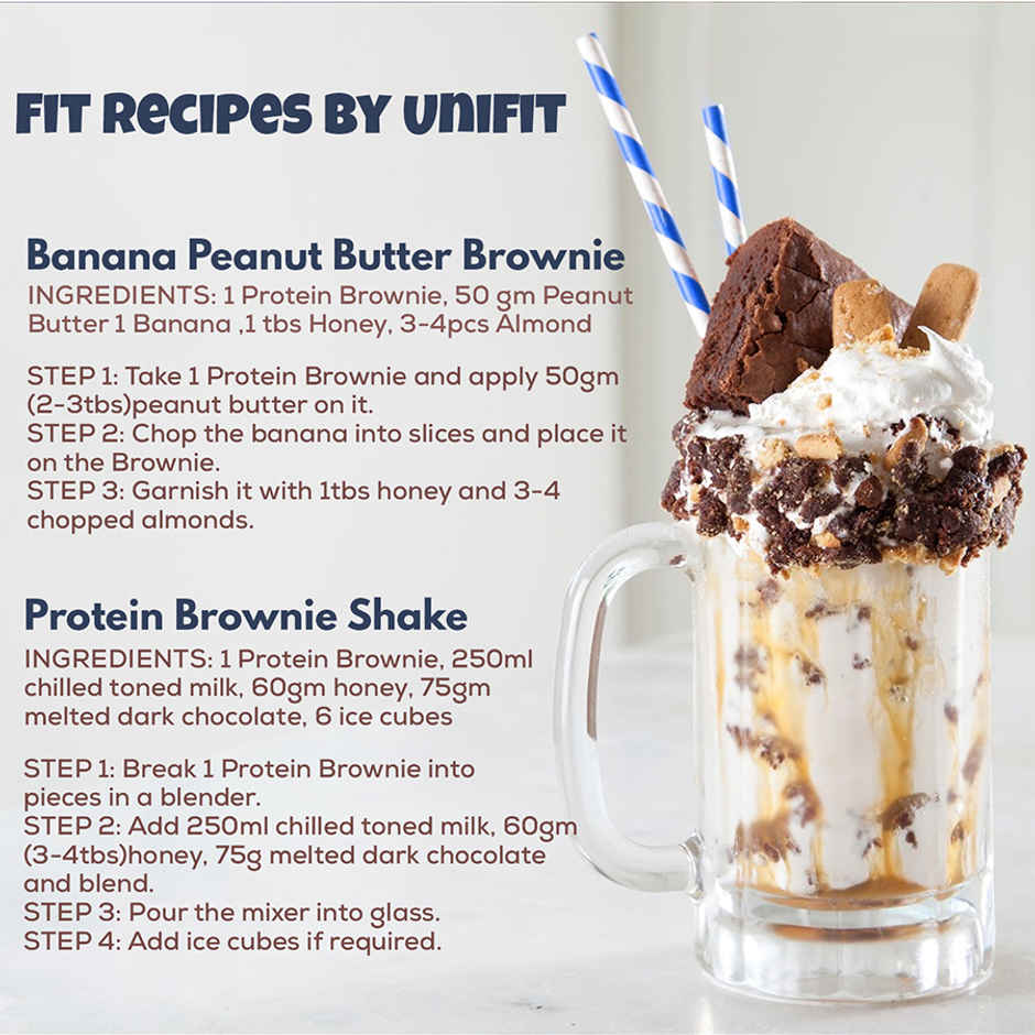 Unifit Chocolate Brownie | Rich and Fudgy | High Protein and Fiber | Guilt-Free Indulgence