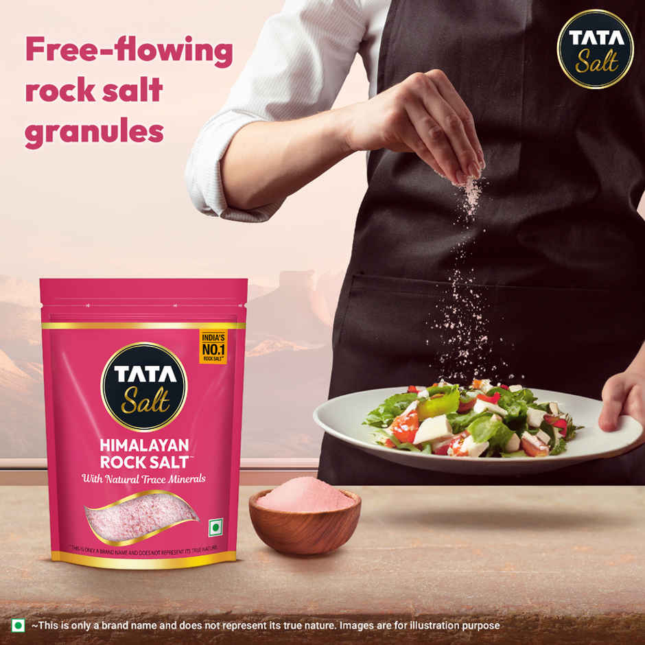 Tata Himalayan Rock Pink Salt Pouch, Premium Sendha Namak, With Natural Trace Minerals, Low Sodium, Crystal Salt