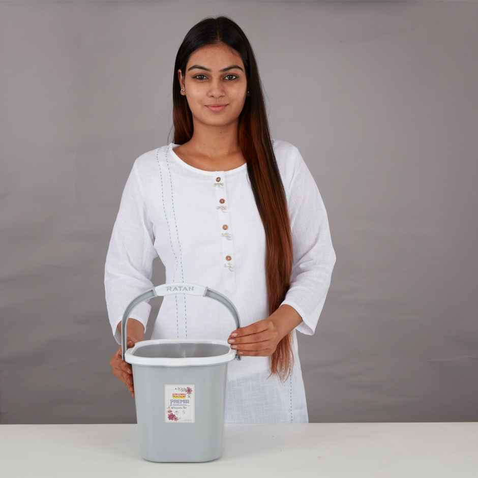 Ratan Plasticware Premia Bucket (5L X 1) - Diaso Grey|Light Weight And Easy To Carry