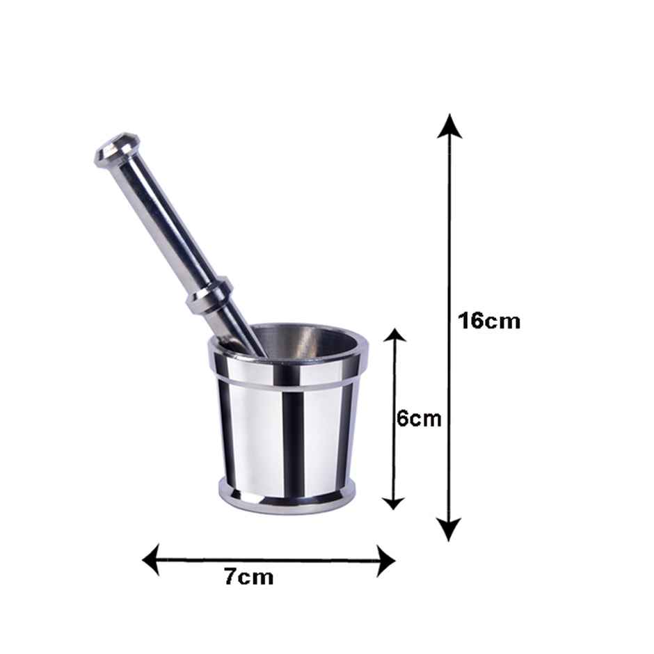 Petals Steel Heavy Mortar and Pestle Set | Khalbatta, khaldasta, Okli Masher - 16 Cm