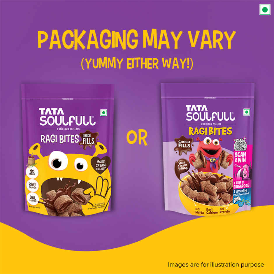 Tata Soulfull Ragi Bites Choco Fills, No Maida, More Cream Filling, Kids Cereal
