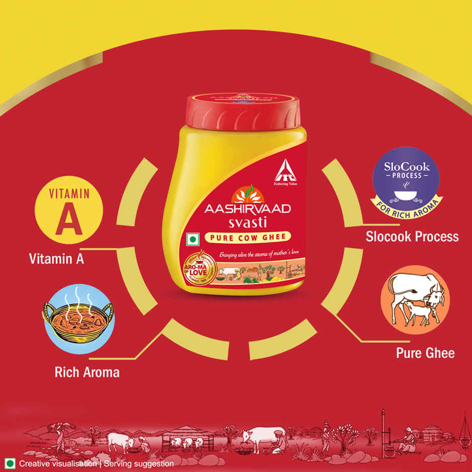 Aashirvaad Pure Cow Ghee | Pet Jar | Rich Aroma