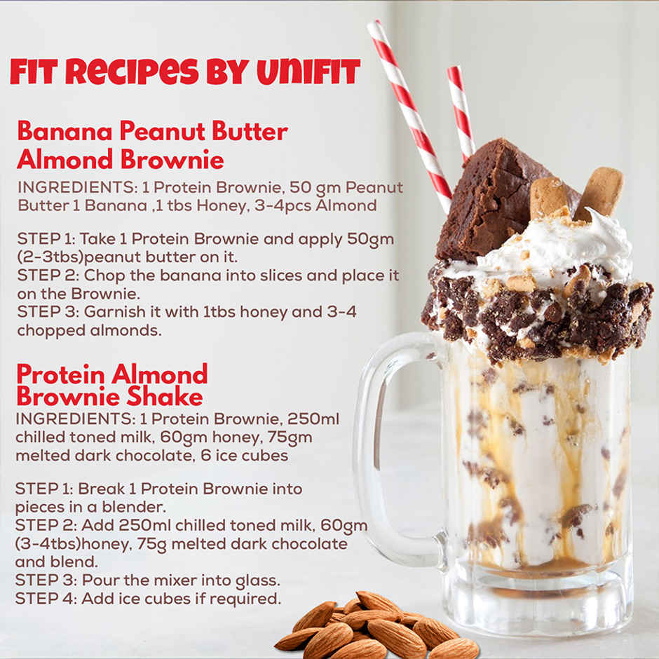 Unifit Almond Brownie | Rich - Nutty and Fudgy | High Protein and Fiber | Guilt-Free Indulgence