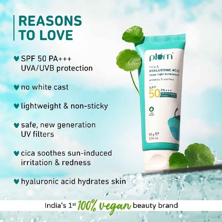 Plum Cica & Hyaluronic Acid Aqua-Light Sunscreen SPF 50 PA+++