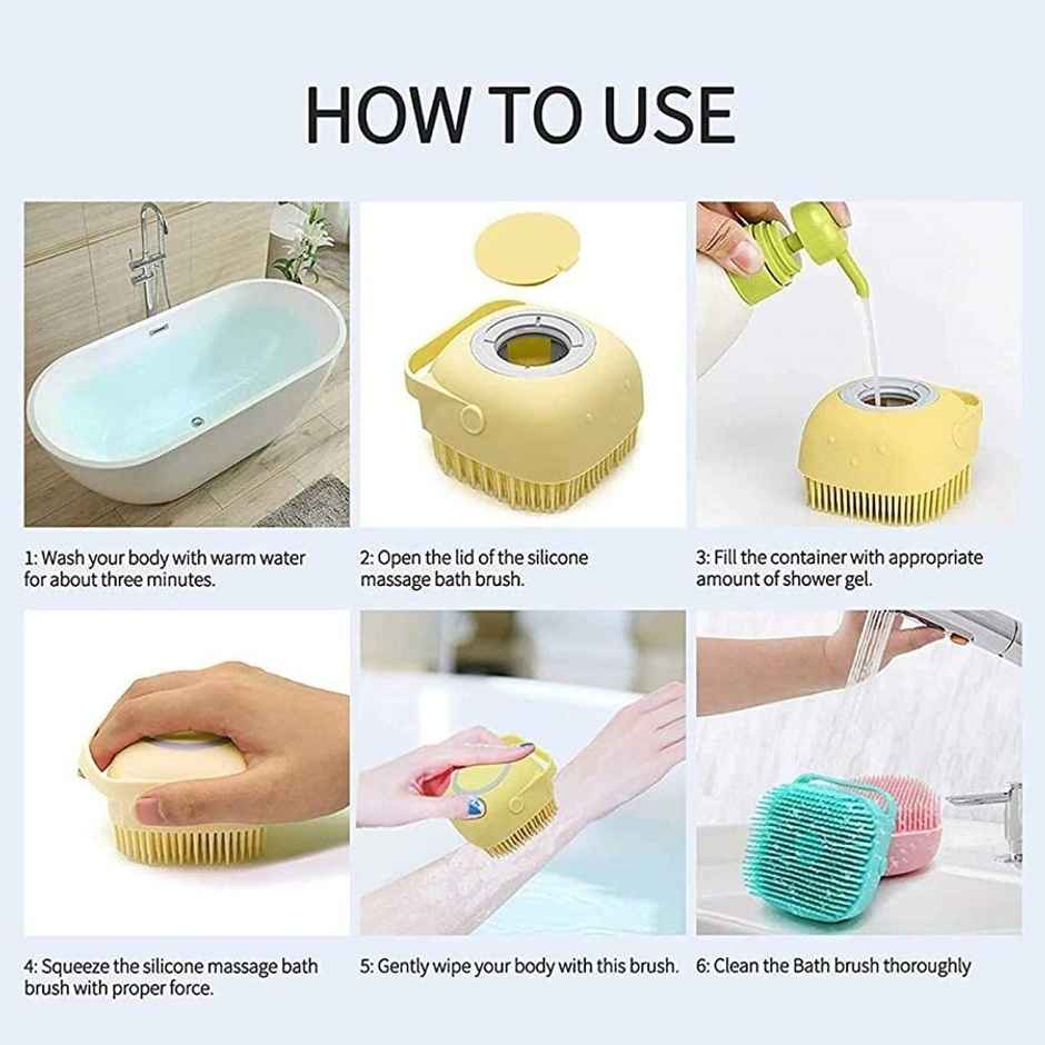 Bronson Professional Silicone Shower Scrubber Exfoliating Bath Brush With Soap Dispenser | Mix Color