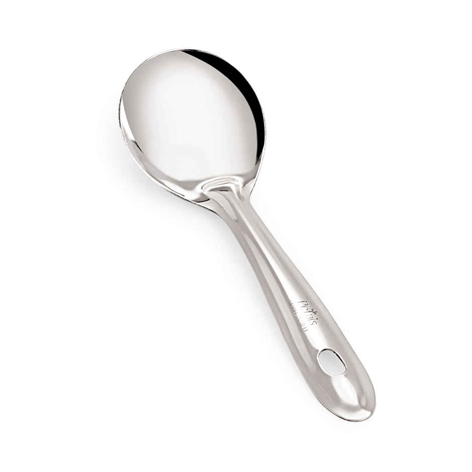 Petals Stainless Steel Cooking/Serving/Spatula- Oval Pan Spoon/Salad/Curry Server | 19 cm