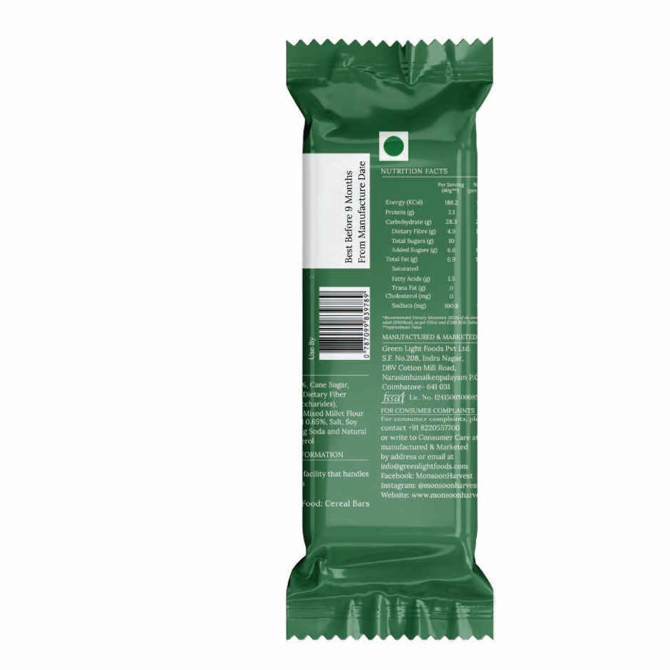 Monsoon Harvest Crunchy Millet Granola Bars - Cranberry Orange