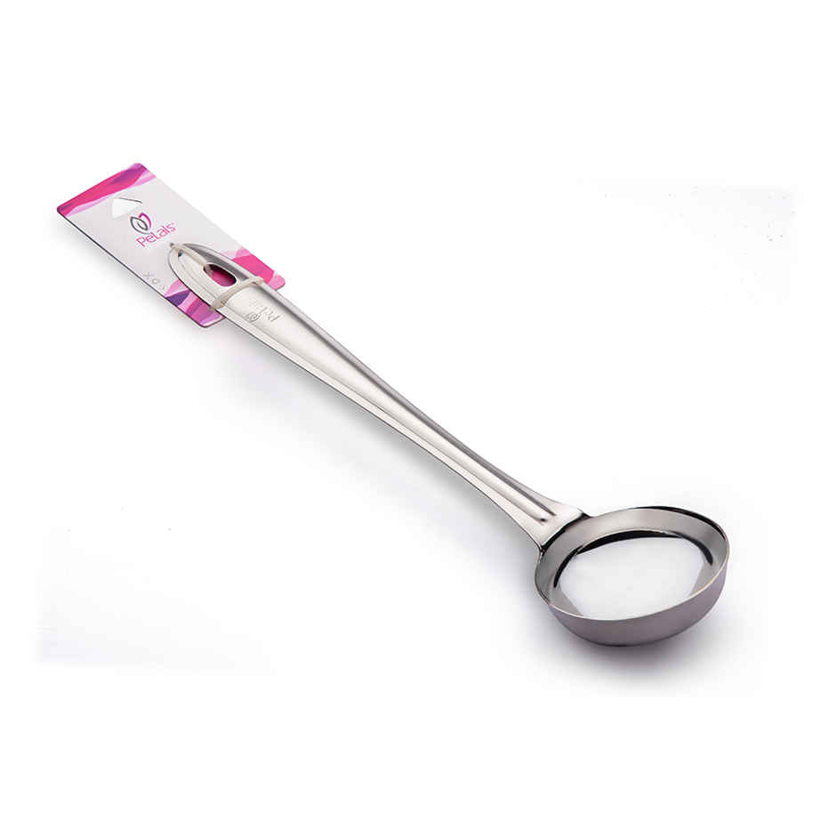 Petals Stainless Steel Cooking/Serving/Spoon - Soup/Dal/Sambar/Curry Ladle | 31 cm
