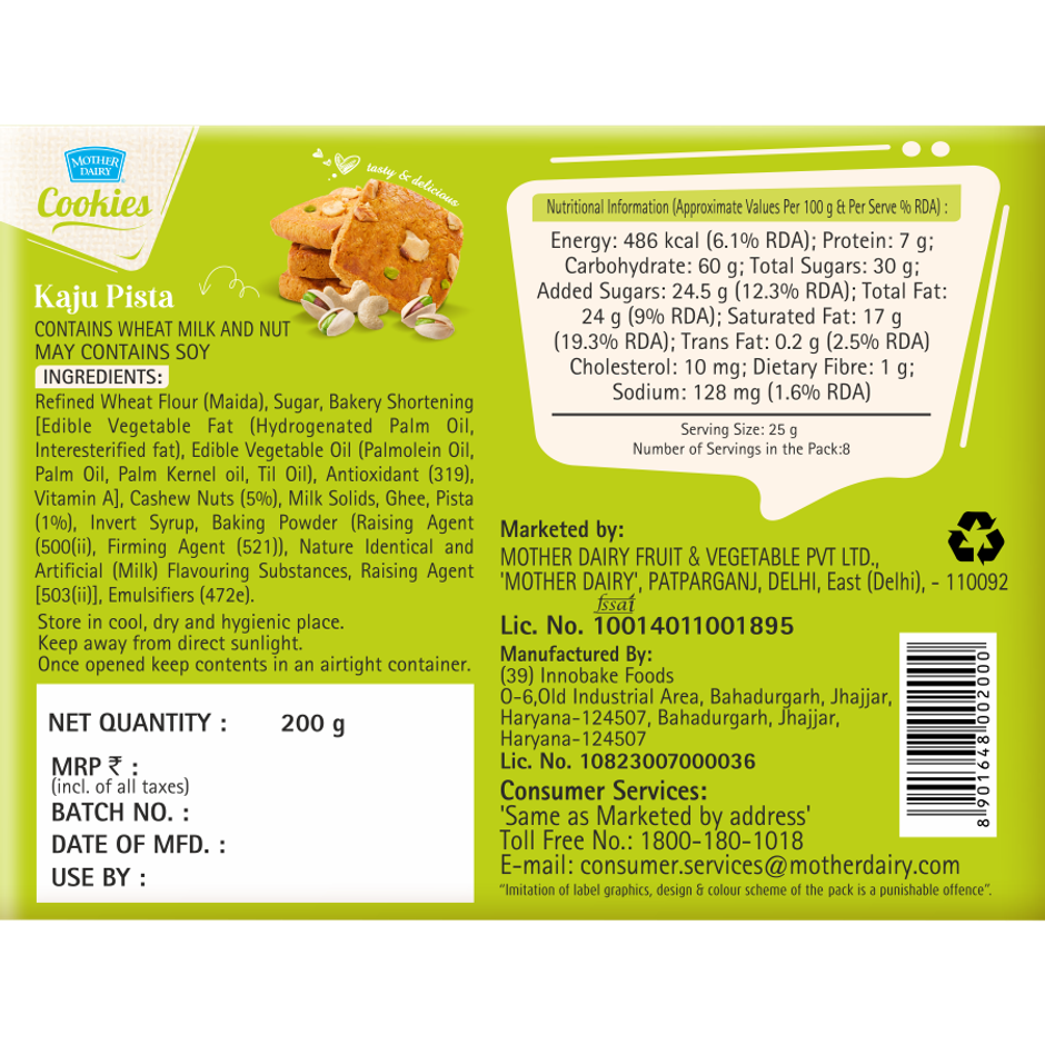 Mother Dairy Kaju Pista Cookies