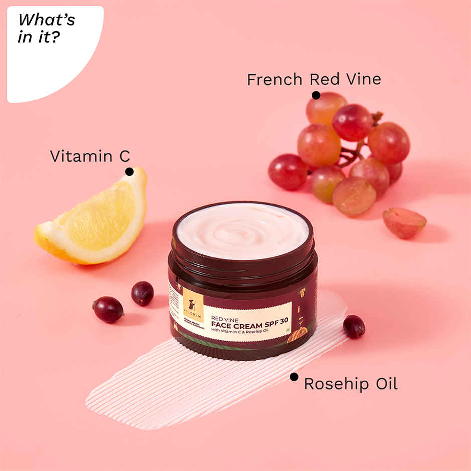 Pilgrim Red Vine Face Cream with SPF 30, Rosehip Oil & Vit C For Anti Ageing, Sun Protection PA+++