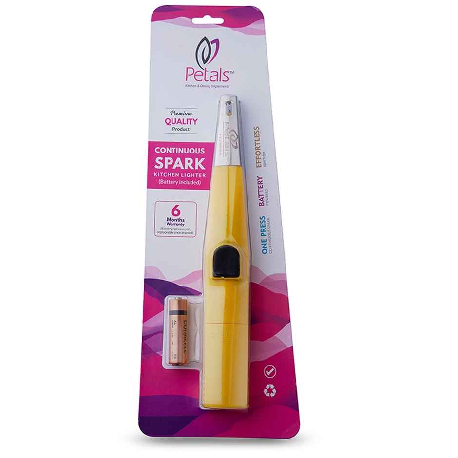 Petals AA Battery Operated Quick Spark Gas Stove Lighter | Yellow