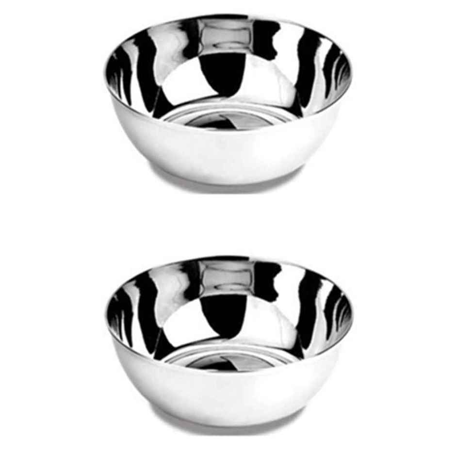Petals Premium Stainless Steel Halwa-namkeen-snacks Dessert Watti Katori Bowl | 10 cm | Set of 2