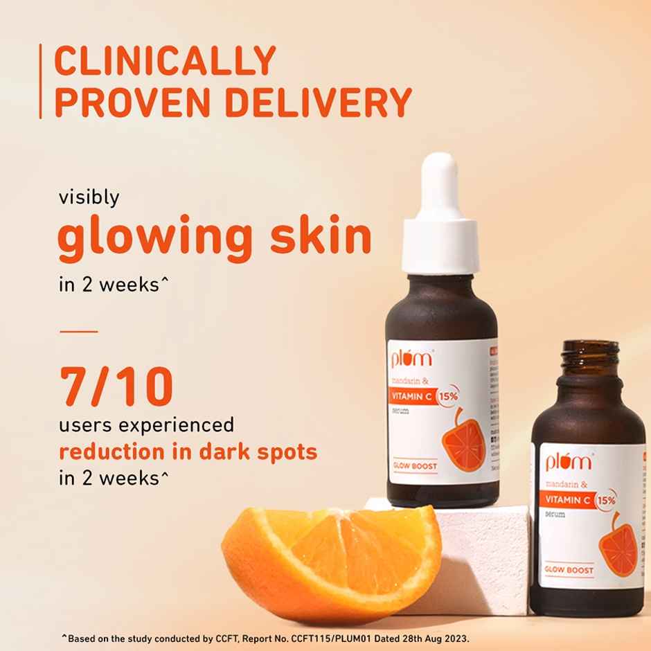 Plum 15% Vitamin C Face Serum With Mandarin (20ml) & Plum 10% Niacinamide Face Serum With Rice Water (15ml) Combo