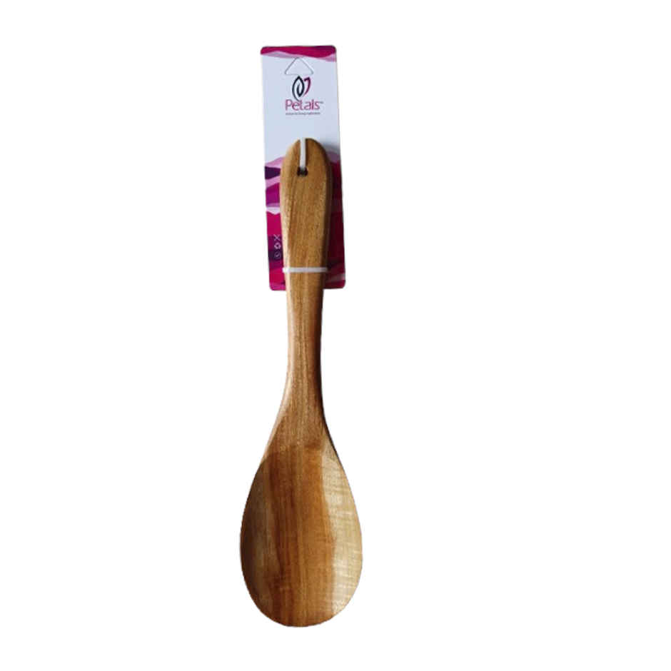 Petals Neem Wood Spatula - Oval Ladle/Serving/Cooking Spoon | 27cm