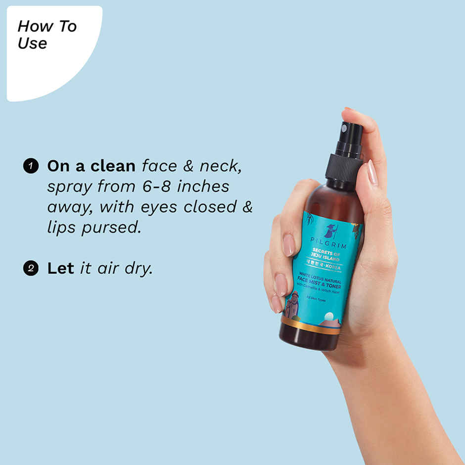 Pilgrim White Lotus Refreshing Face Mist & Toner For Glowing Skin & Reducing Open Pores
