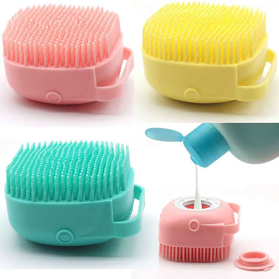 Bronson Professional Silicone Shower Scrubber Exfoliating Bath Brush With Soap Dispenser | Mix Color
