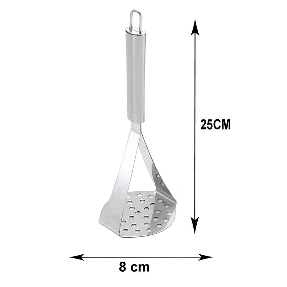 Petals Stainless Steel Vegatable Potato Pav Bhaji Masher Presser | 25 cm x 8.5 cm