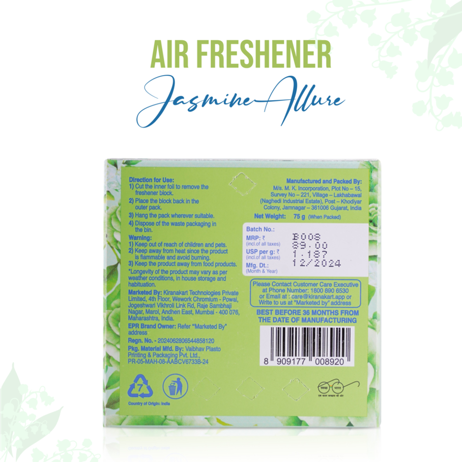 BAY6 Bathroom Air Freshener Blocks - Jasmine - Long Lasting Fragrance