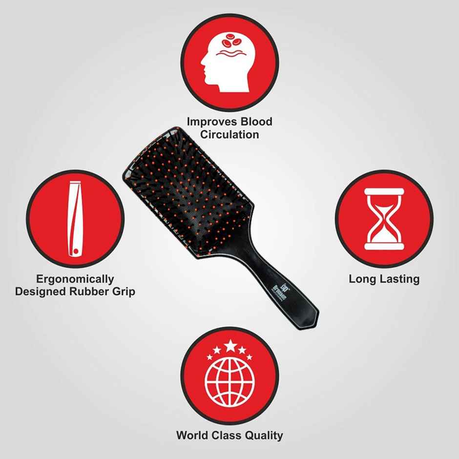 Bronson Professional Paddle Brush B-095 for Silky, Smooth & Tangle-Free Hair | Color May Vary