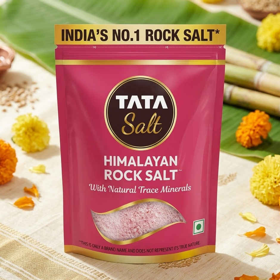 Tata Himalayan Rock Pink Salt Pouch, Premium Sendha Namak, With Natural Trace Minerals, Low Sodium, Crystal Salt