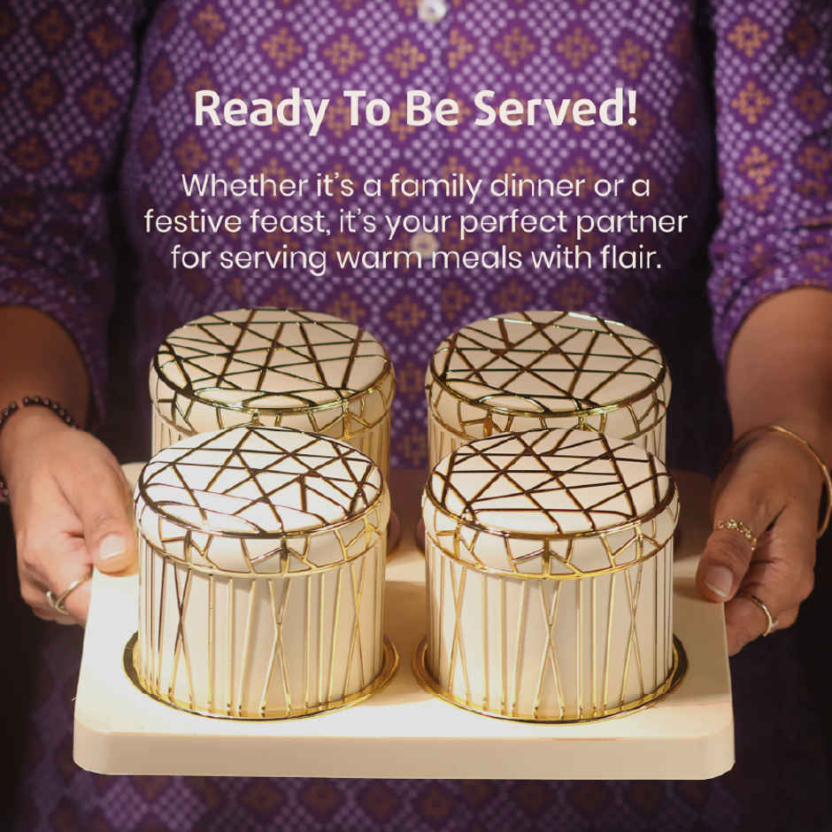 Selvel Royal Linex Airtight Dry Fruit Container | 450ml Each | With Serving Tray | Ivory