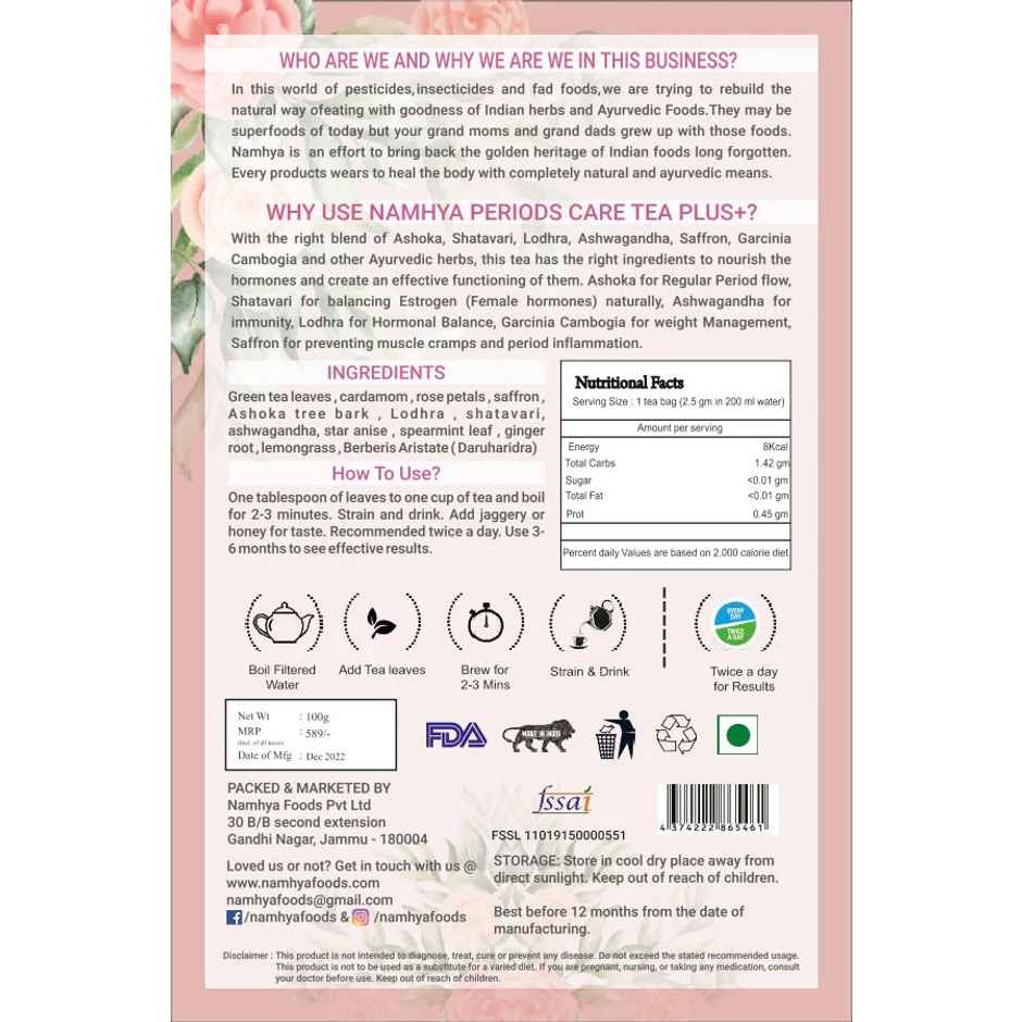 Namhya Women's Health Tea For Pcos And Pcod