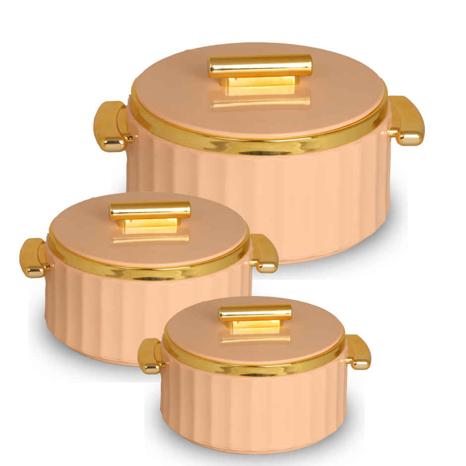 Selvel Camry Insulated Casserole | (1700ml, 1200ml, 600ml) | Keeps Food Hot |Peach
