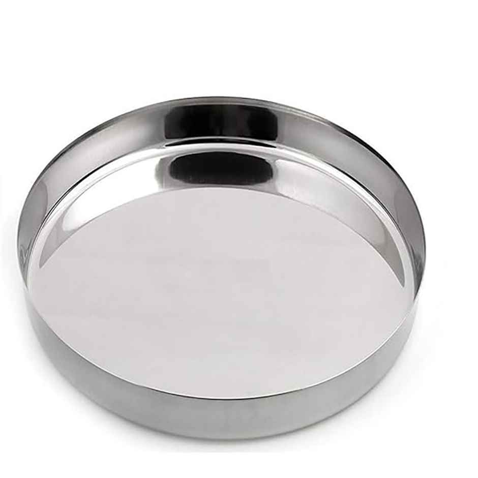 Petals Premium Stainless Steel Thali Kumcha Dinner Plate | 2.5 cm-10 Inch