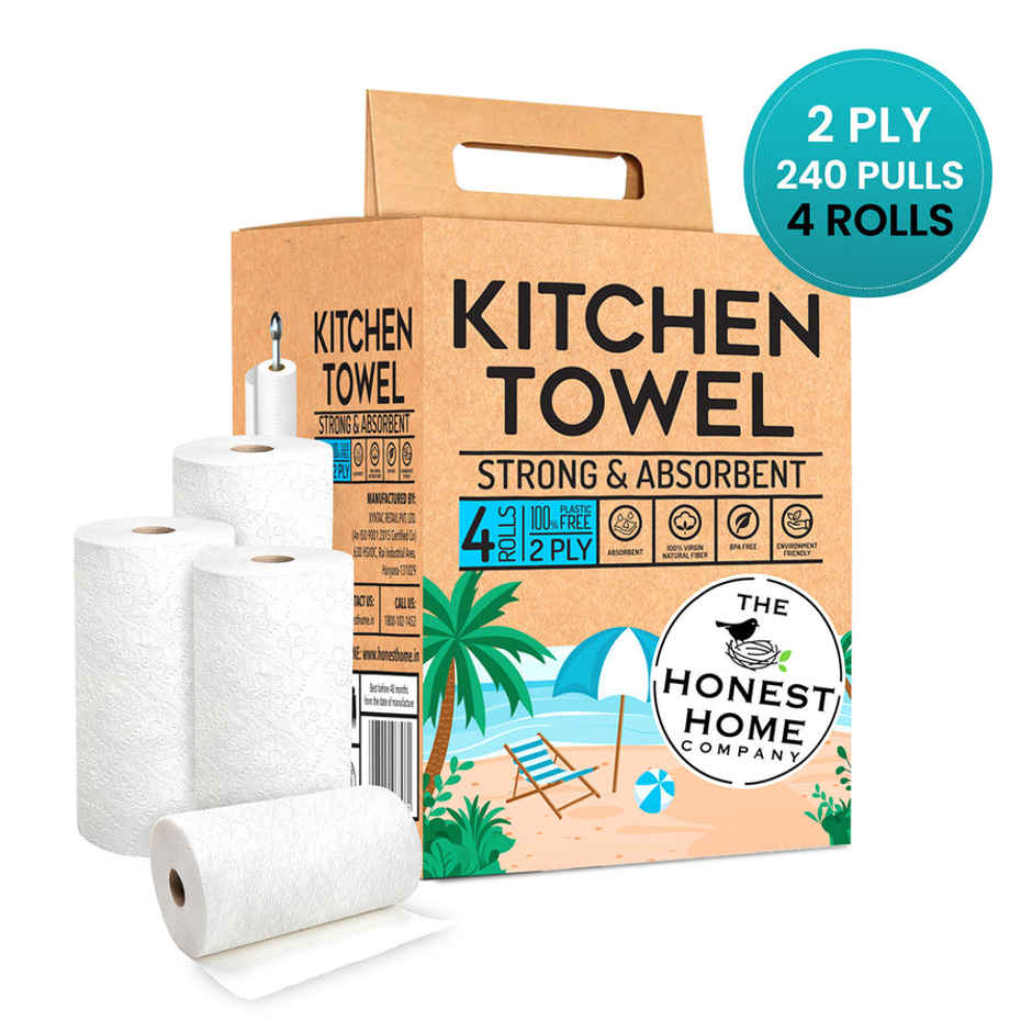The Honest Home Company 4 in 1 Kitchen Towel 2 Ply | 60 Pulls Per Role